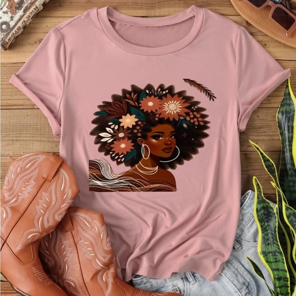 Jolie Affordable Tops - Women's Pink Graphic Polo T-shirt with Short Sleeves